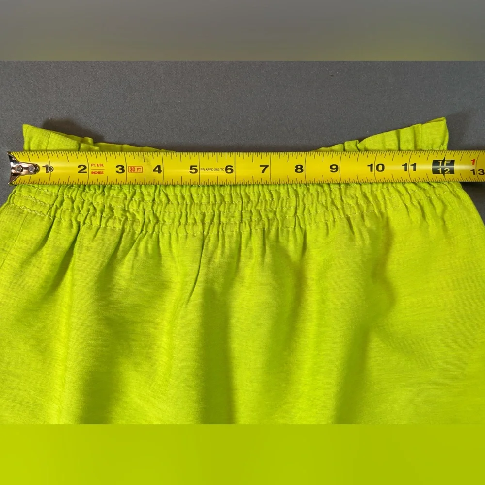 NWT J Crew neon green skirt elastic waist pull on paper bag Fully Lined size‎ 0